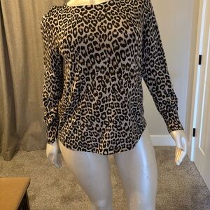 Chico's Leopard Print Long Sleeve Top - Beige & Black